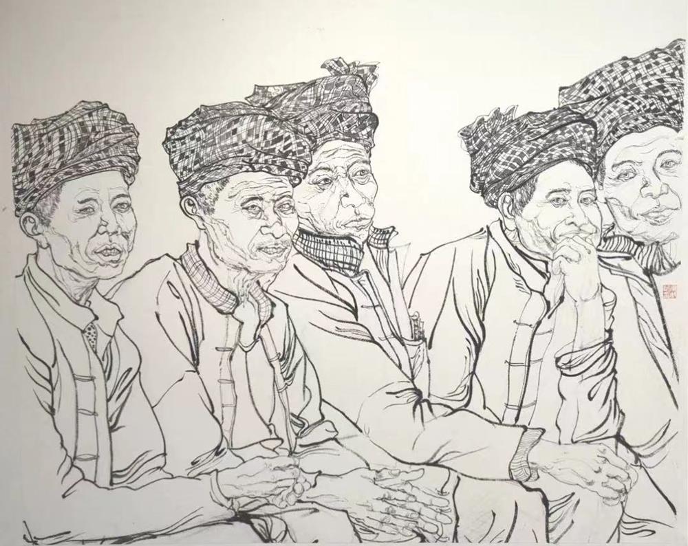 结题展广西少数民族线描人物肖像写生创新与实践与广西乡村振兴背景下